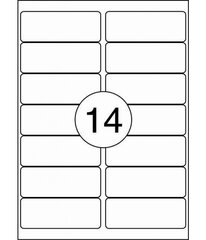 Etiketikleebised RILLPRINT 99,1x38,1 mm, A4, 14 kleebist lehel, 100 lehte hind ja info | Vihikud, märkmikud ja paberikaubad | kaup24.ee