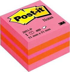 Märkmelehtede minikuubik POST-IT, 51x51 mm, 400 lehte, roosad toonid hind ja info | Vihikud, märkmikud ja paberikaubad | kaup24.ee