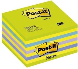 Märkmelehtede kuubik POST-IT Neon green&amp;blue, 76x76 mm, 450 lehte hind ja info | Vihikud, märkmikud ja paberikaubad | kaup24.ee