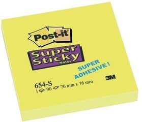 Eriti kleepuvad märkmelehed POST-IT Super sticky, 76x76 mm, 90 lehte, kollane цена и информация | Тетради и бумажные товары | kaup24.ee