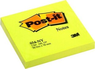 Липкие листики Post-It Neon, 76x76 мм, 100 листов, желтый цена и информация | Тетради и бумажные товары | kaup24.ee