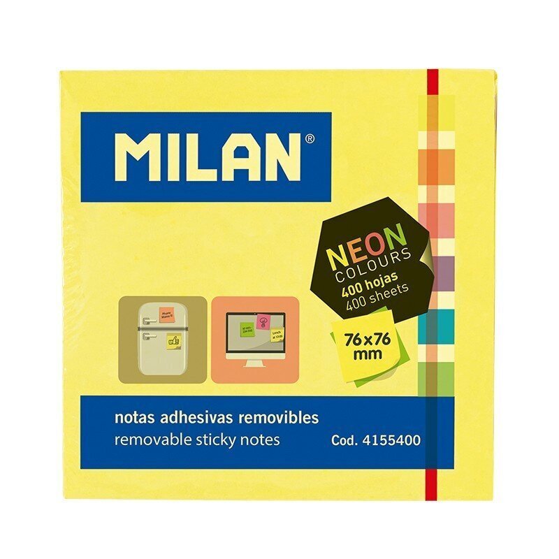 Märkmelehed MILAN, 76 x 76 mm, 400 lehte, neoonvärviga цена и информация | Vihikud, märkmikud ja paberikaubad | kaup24.ee