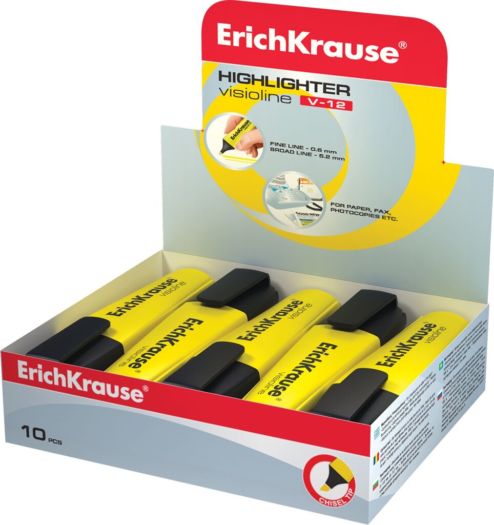 Tekstimarker ERICH KRAUSE Visioline V-12, kollane цена и информация | Kirjutusvahendid | kaup24.ee
