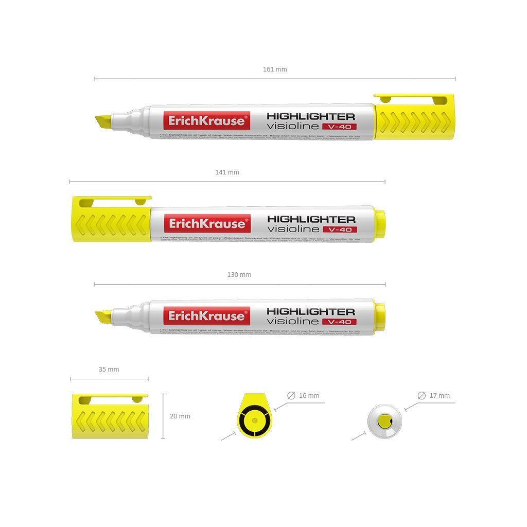 Tekstimarker ERICH KRAUSE Visioline V-40, kollane цена и информация | Kirjutusvahendid | kaup24.ee