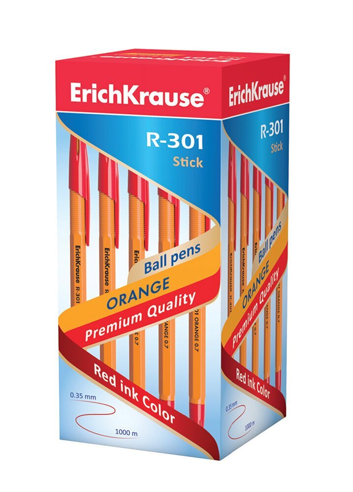 Pastapliiats ERICH KRAUSE R-301 Orange, 0.7 mm, punane hind ja info | Kirjutusvahendid | kaup24.ee