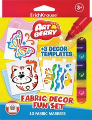 Фломастеры для ткани ArtBerry 10 цветов с 3 раскрасками цена и информация | Принадлежности для рисования, лепки | kaup24.ee