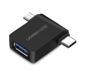 Переходник Ugreen OTG USB-A 3.0 на USB-C и micro-USB, черный цена и информация | Адаптеры и USB-hub | kaup24.ee