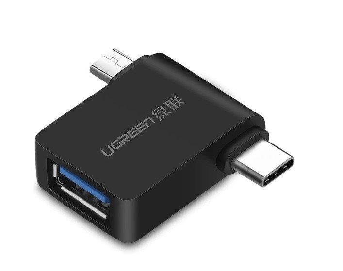 Ugreen OTG USB-A 3.0 to USB-C to micro-USB adapter, must цена и информация | USB jagajad, adapterid | kaup24.ee