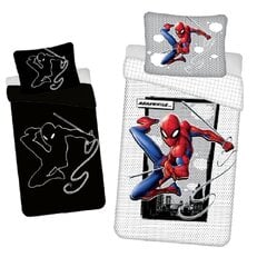 Voodipesukomplekt pimedas helendav Spiderman 140x200cm + padjapüür 70x90cm цена и информация | Детское постельное бельё | kaup24.ee