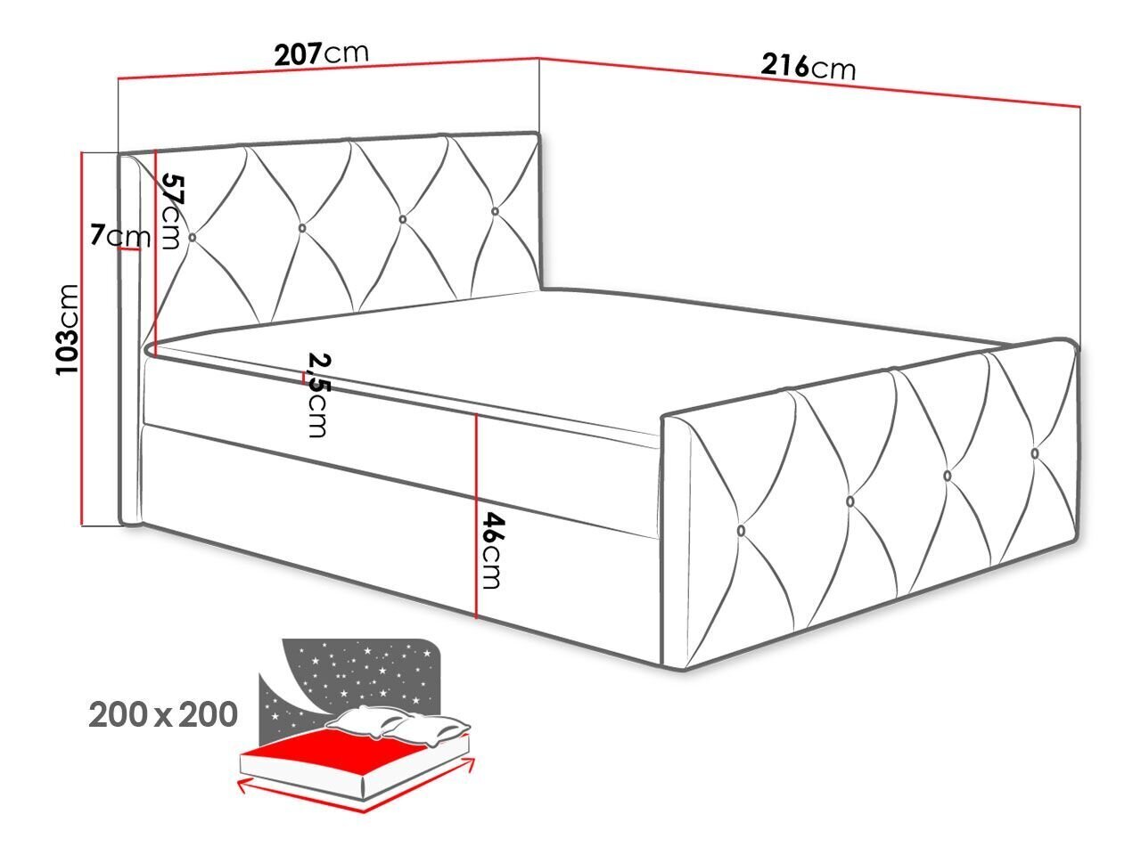 Kontinentaalvoodi Crystal Lux 180x200cm hind ja info | Voodid | kaup24.ee