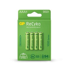 Аккумуляторы GP ReCyko NiMH AAA 950 мАч EB4 цена и информация | Батарейки | kaup24.ee