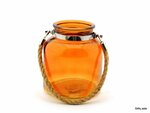Värviline klaasist küünlajalg, riputatav amber