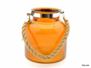 Värviline klaasist küünlajalg, riputatav Amber цена и информация | Подсвечники, свечи | kaup24.ee