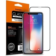 SPIGEN GLASS стекло предназначено iPhone XI, iPhone XS, iPhone X, Черное цена и информация | Защитные пленки для телефонов | kaup24.ee