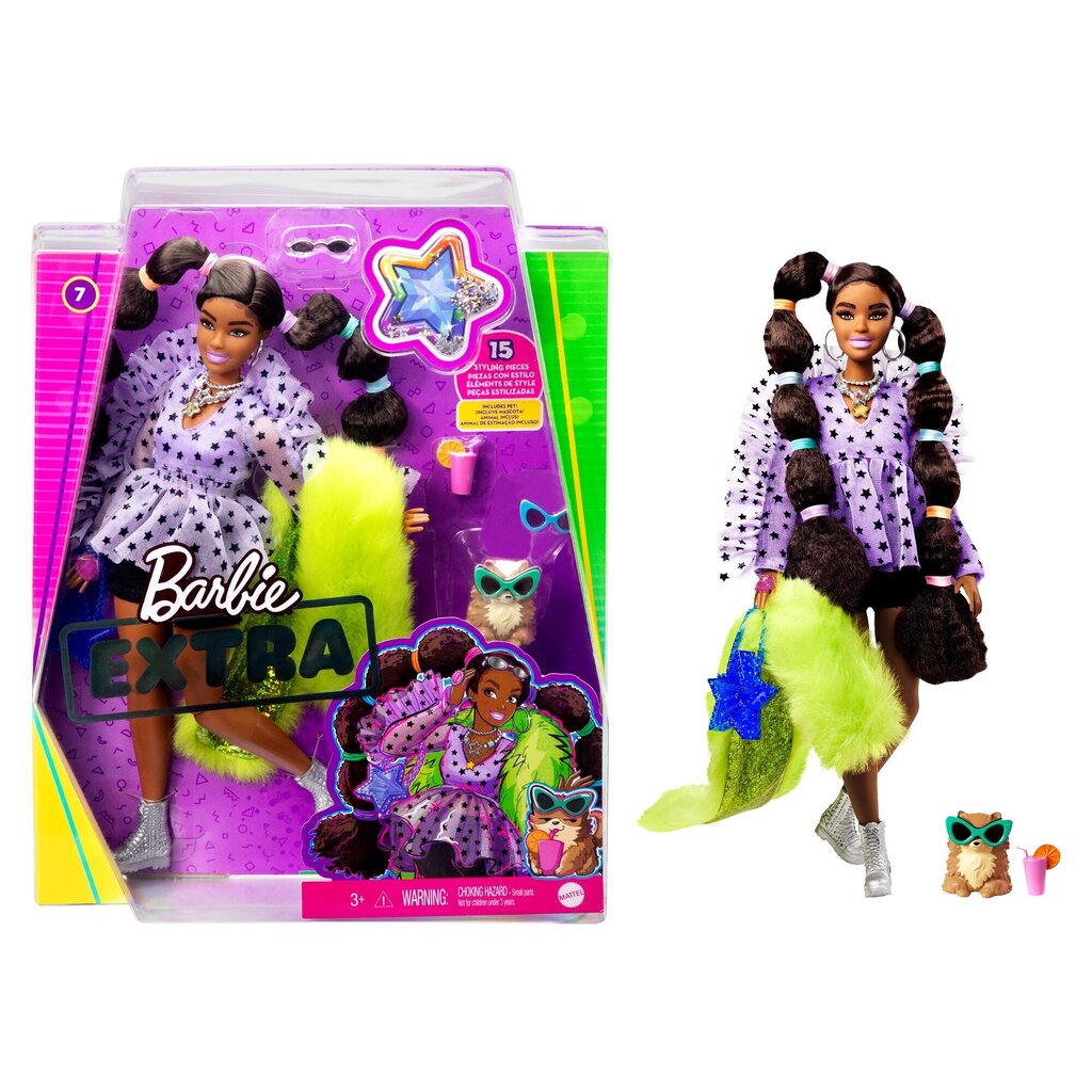 Barbie® Extra nukk - Pigtails with Bobble Hair Ties GXF10 hind ja info | Tüdrukute mänguasjad | kaup24.ee