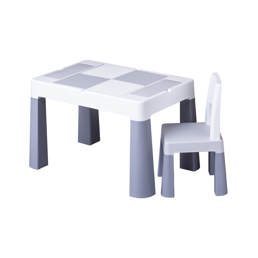 Laste mängulaud tooliga 4IQ, hall цена и информация | Laste lauad ja toolid | kaup24.ee