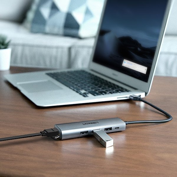 Ugreen CM266 USB, 3x USB 3.0, mikro -USB, RJ45, hall hind ja info | USB jagajad, adapterid | kaup24.ee