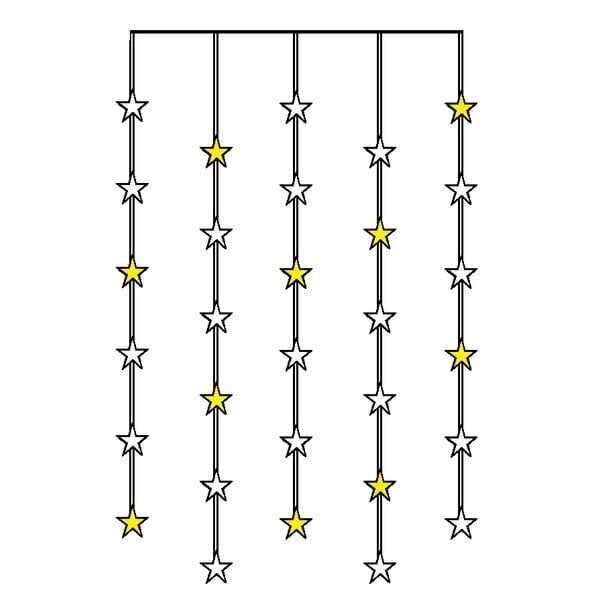 Valguskardin 30 LED tähekestega, 90X120cm, voolutoide, sise/välis IP44 hind ja info | Jõulutuled | kaup24.ee