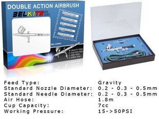 BelKits - Gravity Feed Airbrush Double Action, BEL-AIR004 hind ja info | Kunstitarbed, voolimise tarvikud | kaup24.ee