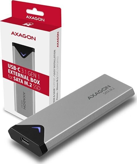 Axagon EEM2-U3C USB-C 3.1 Gen 1 - M.2 SATA SSD 42-80mm, ümbris hind ja info | Komponentide tarvikud | kaup24.ee