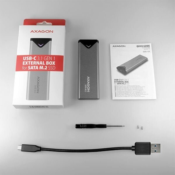 Axagon EEM2-U3C USB-C 3.1 Gen 1 - M.2 SATA SSD 42-80mm, ümbris hind ja info | Komponentide tarvikud | kaup24.ee