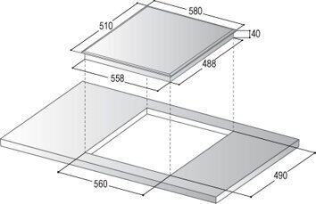 Greentek BTE640, keraamiline pliidiplaat, 4 keeduala, 60 cm, rst.vaba raam цена и информация | Pliidiplaadid | kaup24.ee