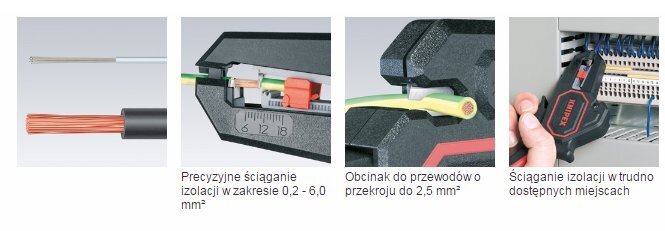 Autom. isolatsioonikoorja kaablitele 0,2-6mm2, Knipex цена и информация | Käsitööriistad | kaup24.ee