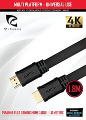 Piranha High Speed HDMI Cable 1.8M hind ja info | Kaablid ja juhtmed | kaup24.ee