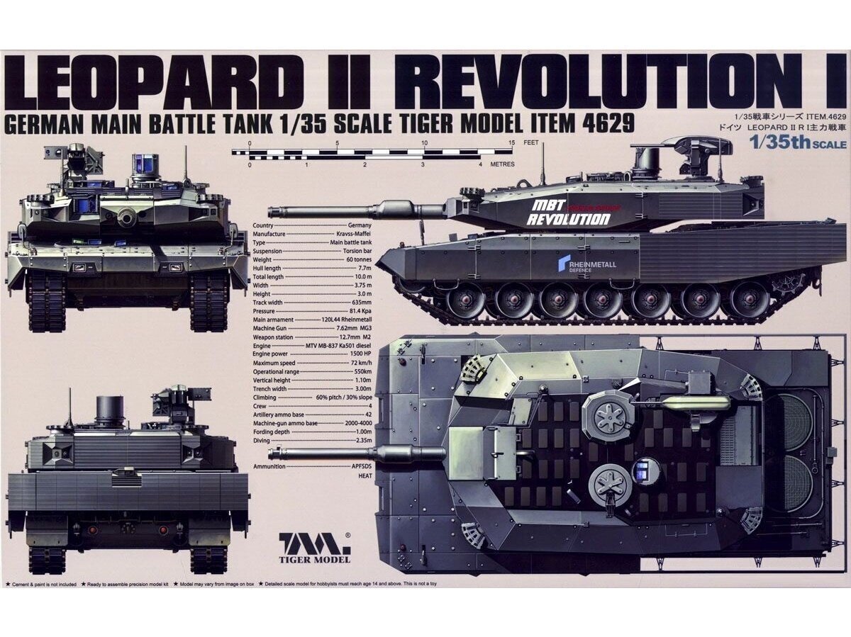 Konstruktortiigri mudel – Saksa lahingutank Leopard II Revolution I, 1/35, 4629 hind ja info | Klotsid ja konstruktorid | kaup24.ee