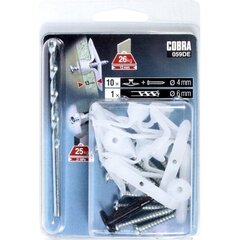 4mm Cobra Long Nylon Toggle, 10 Pack, kipsplaadist seinaankur hind ja info | Kinnitusvahendid | kaup24.ee