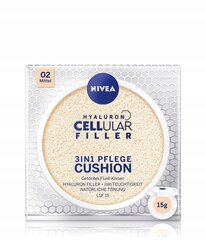 Ухаживающий тонизирующий крем в спонже 3 в 1 Hyaluron Cellular Filler 02 Medium SPF15, 15 г цена и информация | Пудры, базы под макияж | kaup24.ee