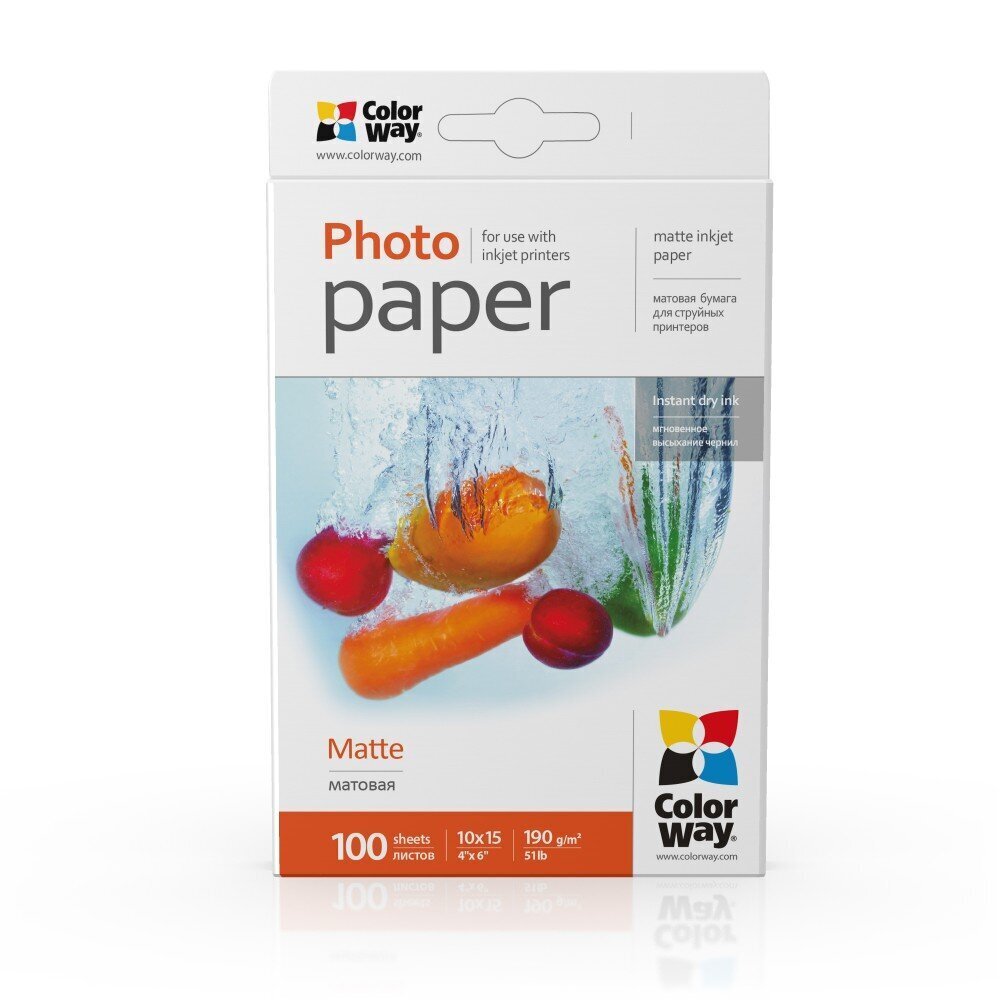 ColorWay Matte Photo Paper, 100 sheets, 10x15, 190 g цена и информация | Vihikud, märkmikud ja paberikaubad | kaup24.ee
