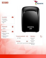 Внешний накопитель AData ASC680-480GU32G2-CBK цена и информация | Жёсткие диски (SSD, HDD) | kaup24.ee