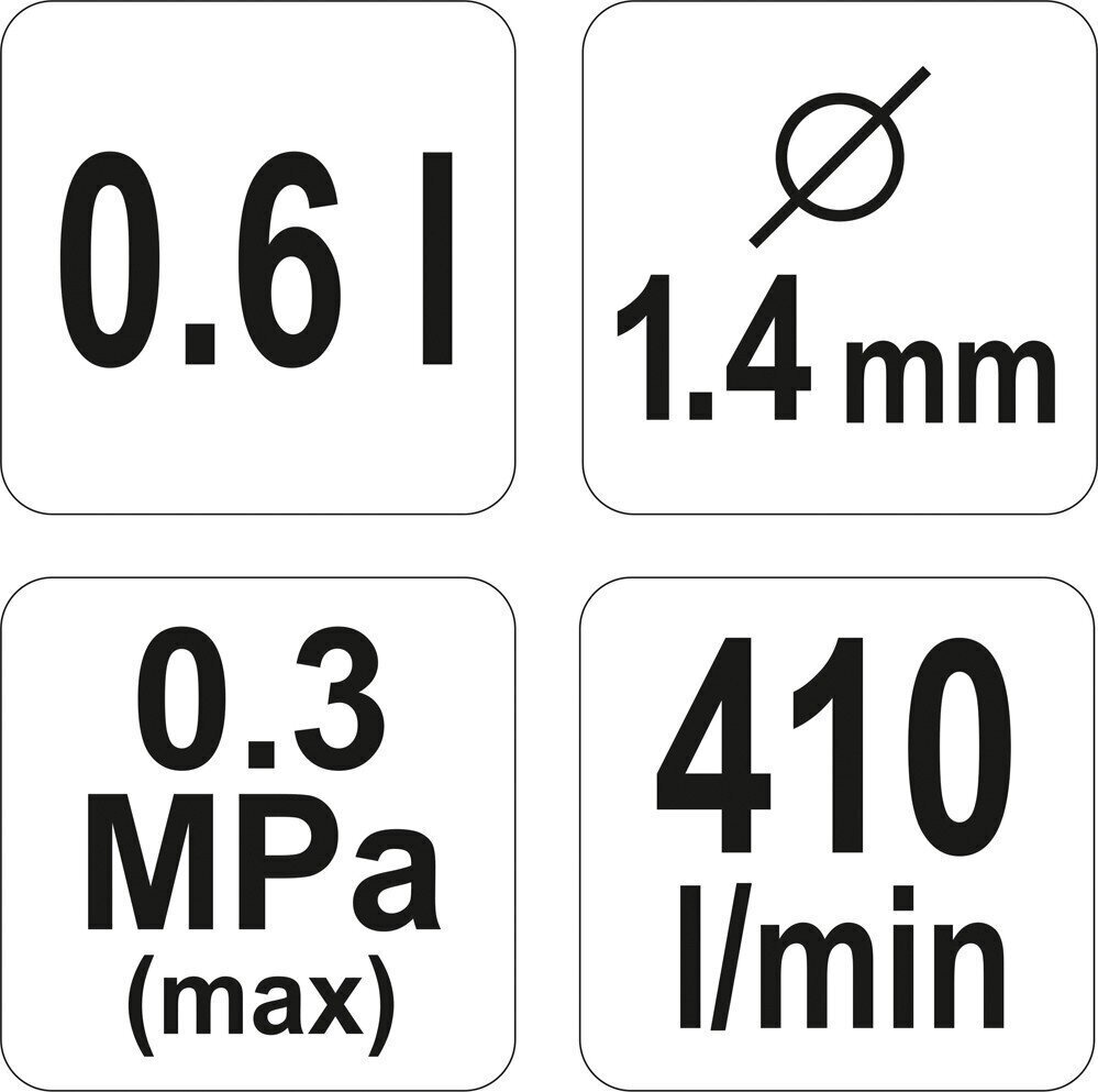 Pihusti HVLP 0,6L, d-1,4 mm Yato (YT-2340) hind ja info | Värvipüstolid | kaup24.ee