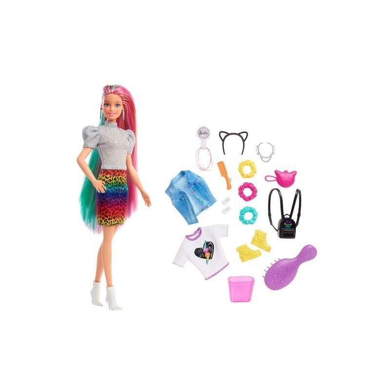 Nukk Barbie vikerkaarevärviliste juustega цена и информация | Tüdrukute mänguasjad | kaup24.ee