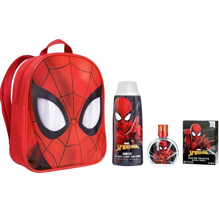 Komplekt poistele Spider-Man: seljakott + EDT 50 ml + dušigeel 300 ml цена и информация | Laste parfüümid | kaup24.ee