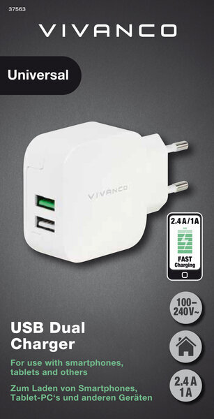 Vivanco 2xUSB цена и информация | Mobiiltelefonide laadijad | kaup24.ee