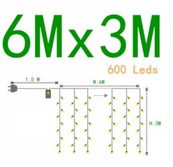 Led kardin, 600 Led, 6x3 m, valge цена и информация | Гирлянды | kaup24.ee