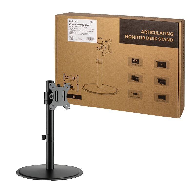 Logilink Monitor Stand BP0110 Desk Mount, 17-32 , Maximum weight (capacity) 8 kg, For Flat hind ja info | Teleri seinakinnitused ja hoidjad | kaup24.ee