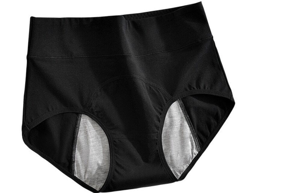 Kõrge vöökohaga puuvillased menstruaalpüksid, musta värvi, XXL hind ja info | Naiste aluspüksid | kaup24.ee