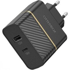 OTTERBOX WALL CHARGER 30W - USB-C 18W + USB-A 12W PD FAST CHARGE BLACK hind ja info | Mobiiltelefonide laadijad | kaup24.ee