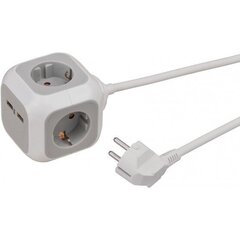 Удлинитель 1,4m 2-гнезда + 2 USB гнезда,  H05VV-F 3G1,5mm², серый цена и информация | Удлинители | kaup24.ee