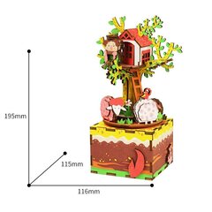 Деревянный 3D пазл - музыкальная шкатулка Robotime Tree House, 14 лет + цена и информация | Конструкторы и кубики | kaup24.ee