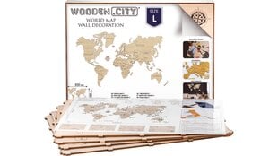 Деревянная карта мира Wooden city, L размер цена и информация | Карты мира | kaup24.ee