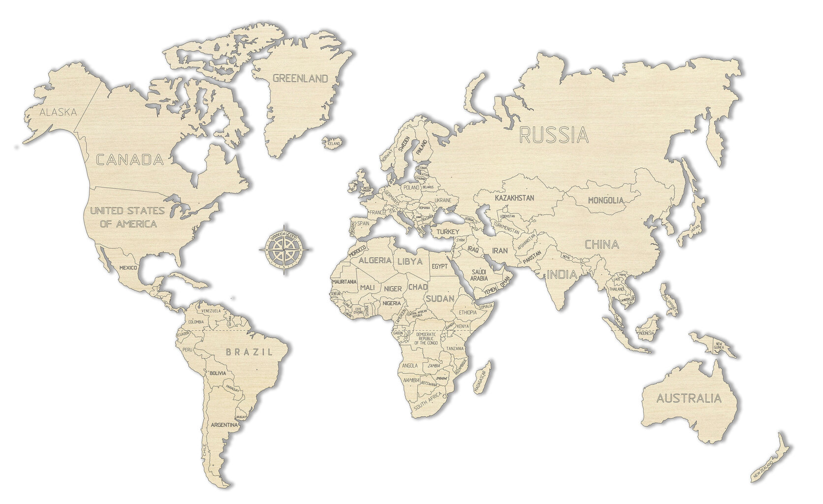 Puidust maailmakaart, L hind ja info | Maailmakaardid | kaup24.ee