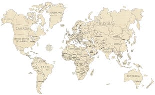 Деревянная 3D Wooden city «Карта мира», XXL размер цена и информация | Карты мира | kaup24.ee
