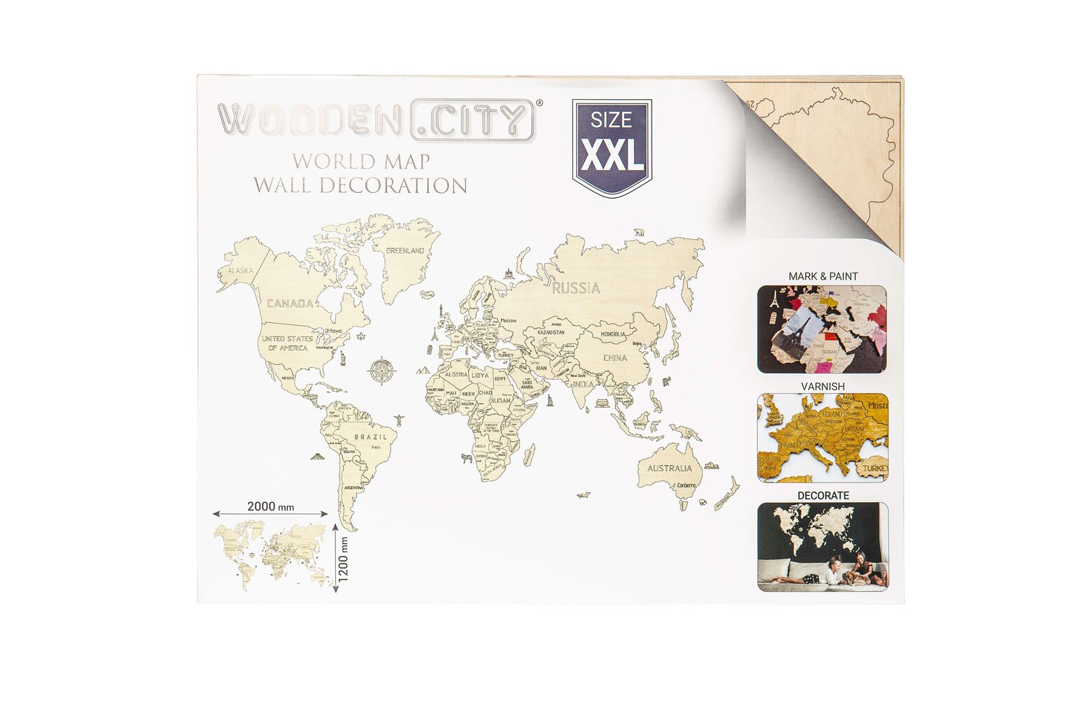 Puidust 3D pusle "Maailma kaart", XXL hind ja info | Maailmakaardid | kaup24.ee