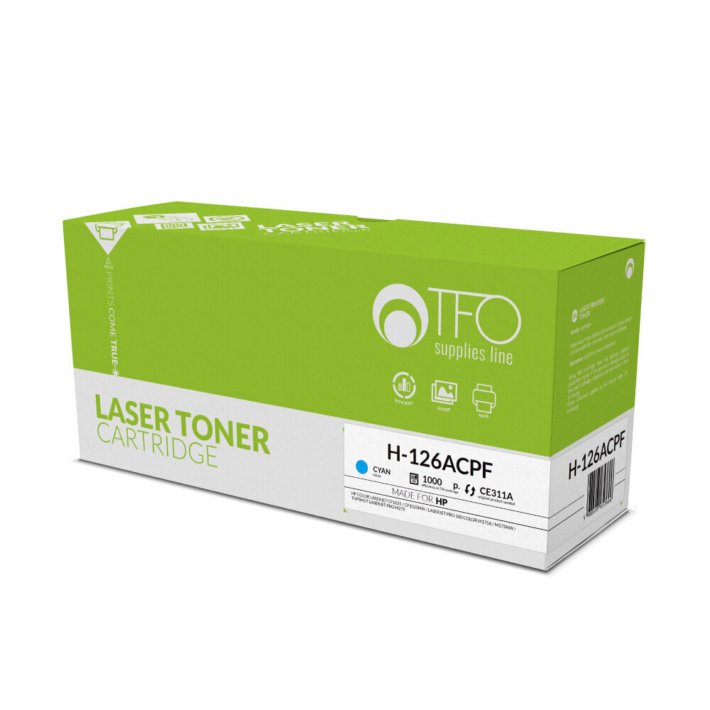 Toner TFO H-126CPF (CE311A, Cy) 1.0K patent free, sinine hind ja info | Laserprinteri toonerid | kaup24.ee