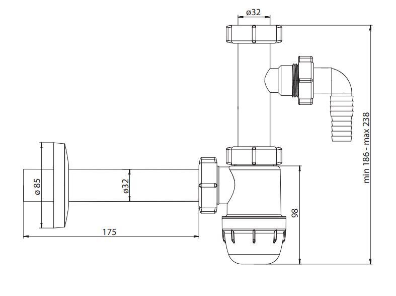 Valamu sifoon Aquasanita AQ-T4 hind ja info | Sifoonid | kaup24.ee