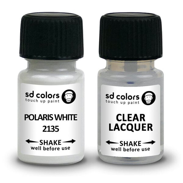 SD COLORS POLARIS WHITE 2135 JAGUAR/LAND ROVER Kriimustuste parandamise värv 8ml Värvikood 2135 POLARIS WHITE (Värv+lakk)